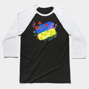 flowers on the background of the flag of ukraine Baseball T-Shirt